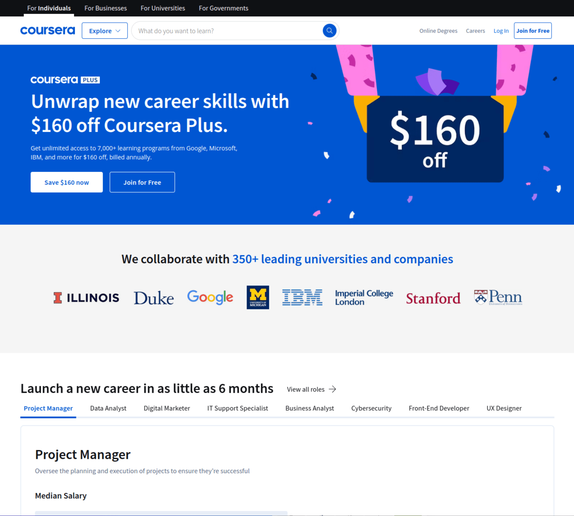 Coursera website screenshot