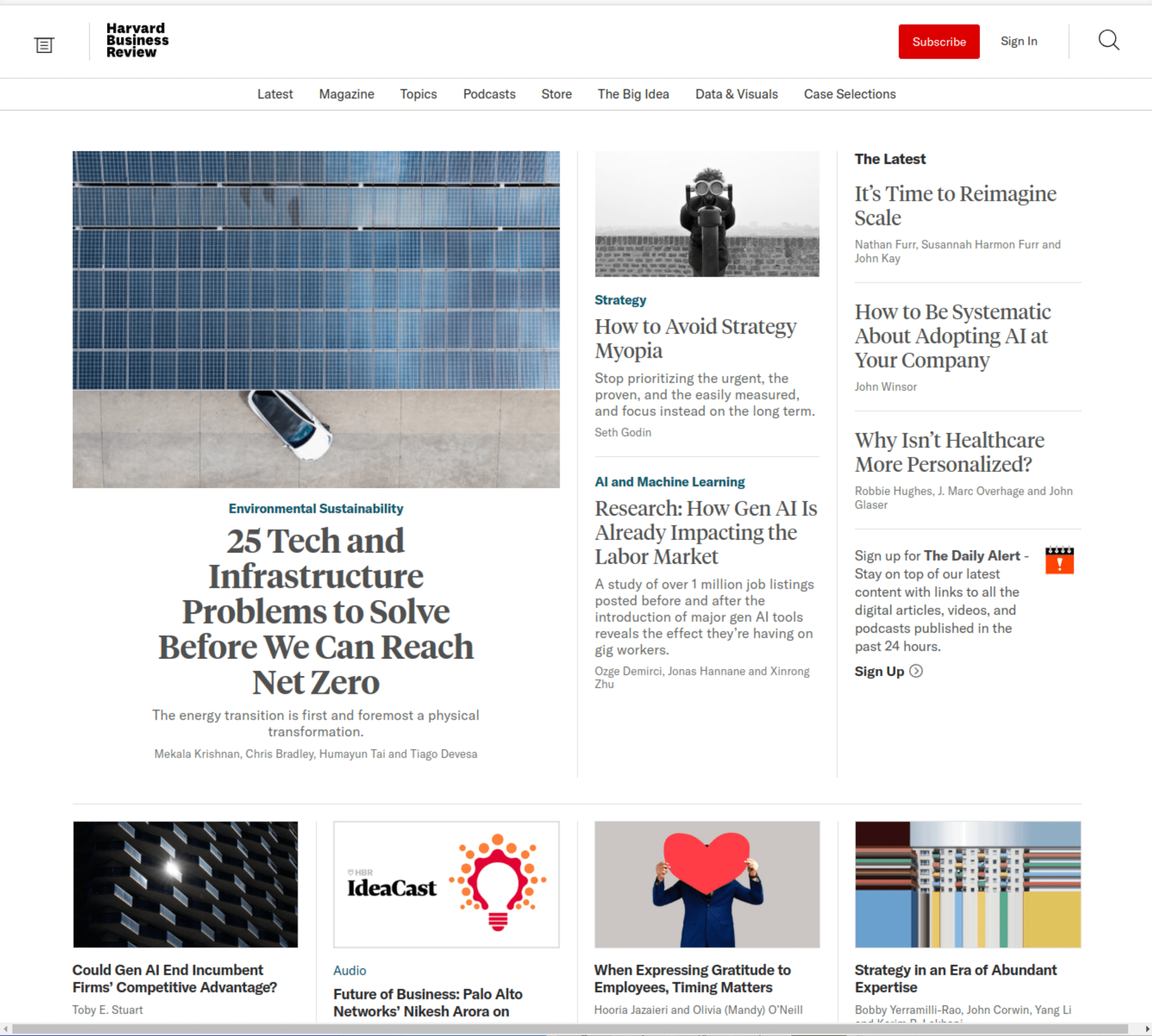 Harvard Business Review website screenshot