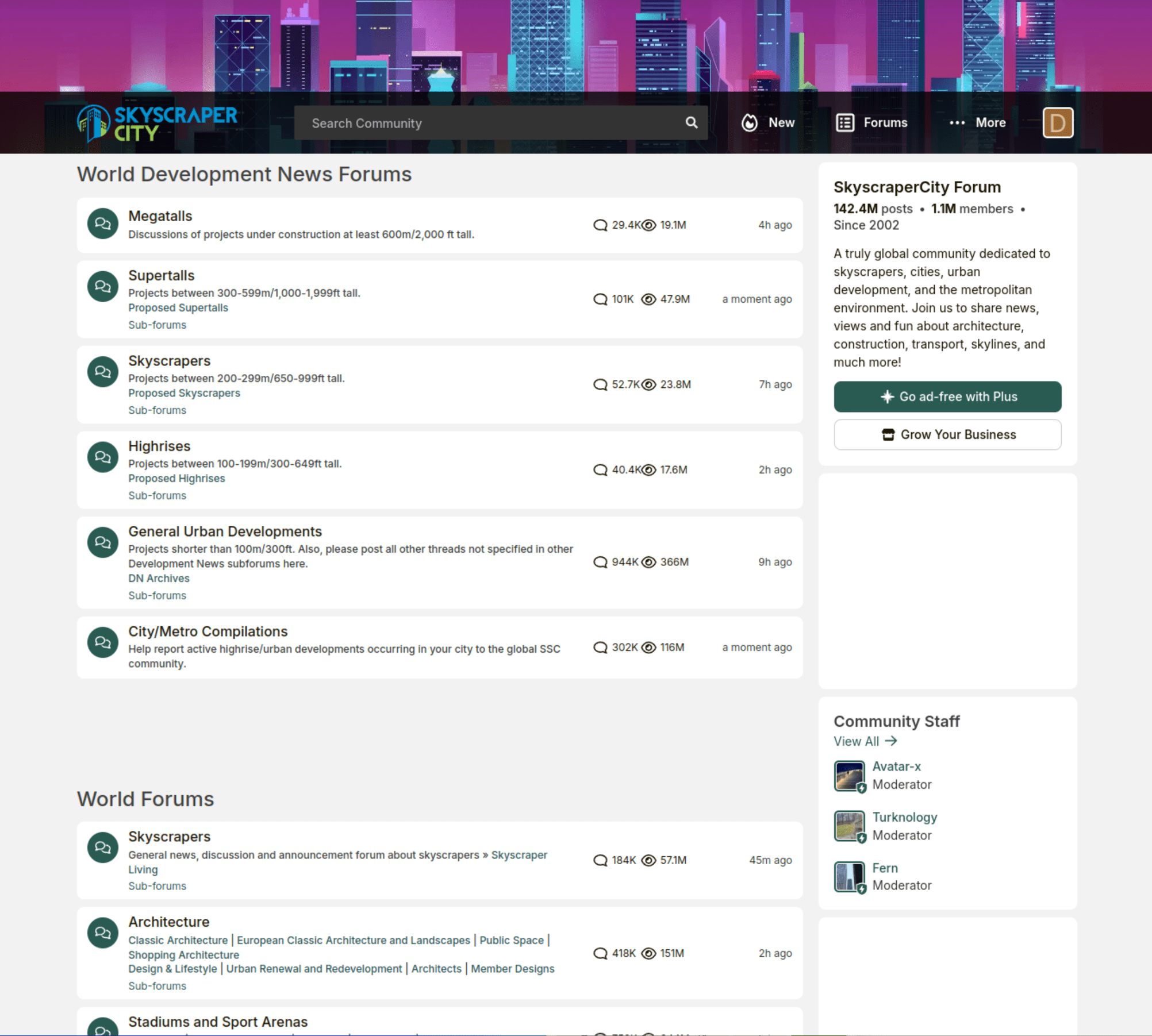 Skyscrapercity website screenshot