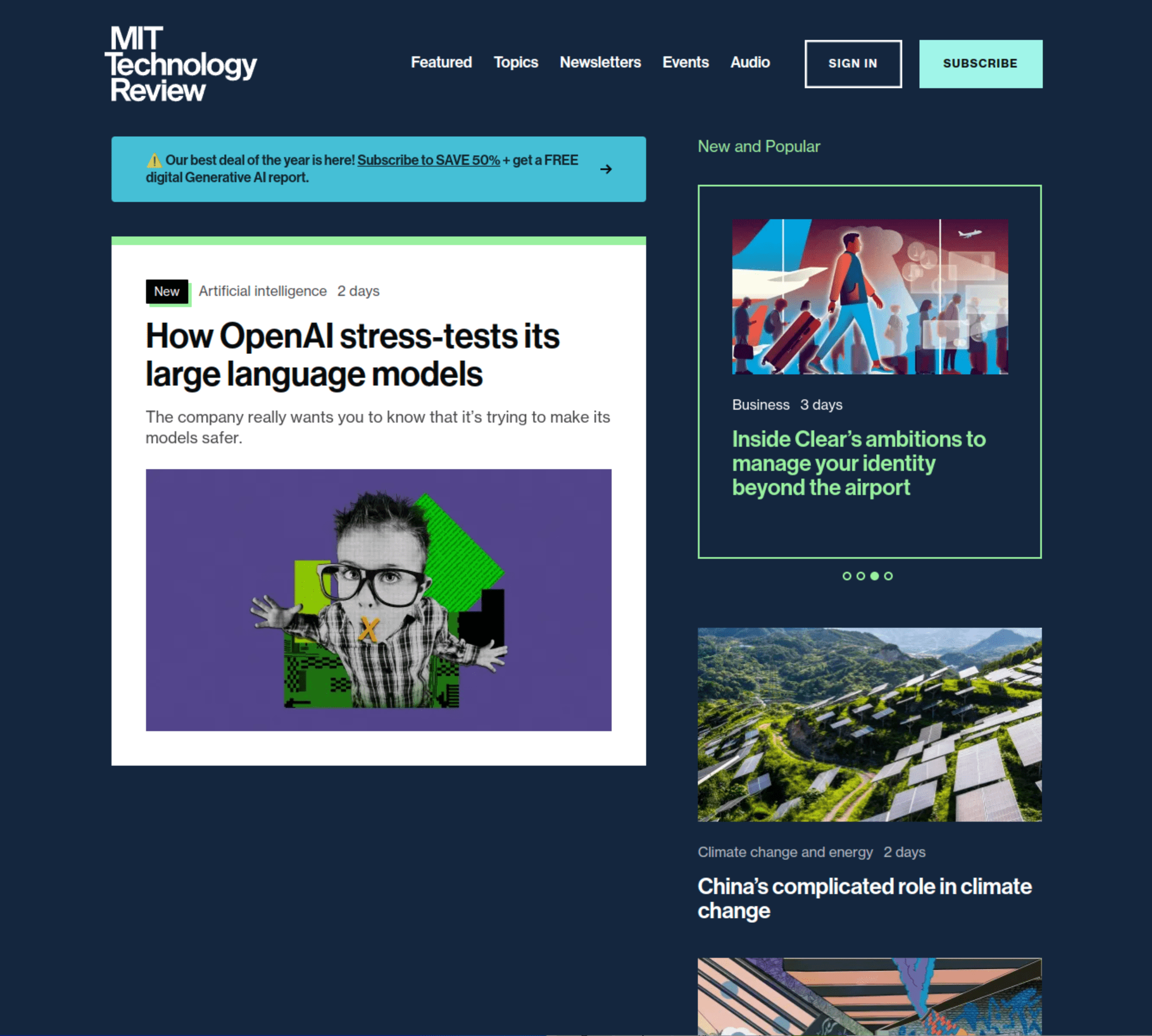 MIT Technology Review website screenshot